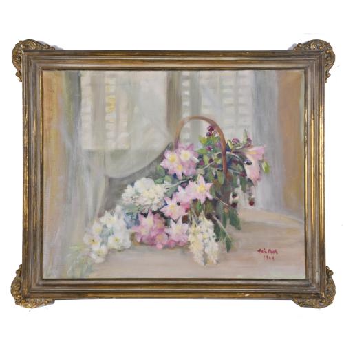 ESCUELA ESPAÑOLA, SIGLO XX. "Cesta de flores", 1949.