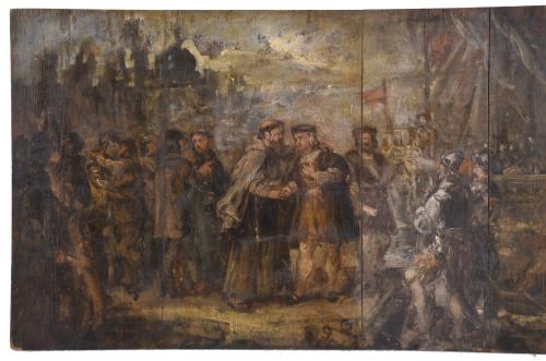 ESCUELA ESPAÑOLA, SIGLO XIX. "El retorno de Colón".