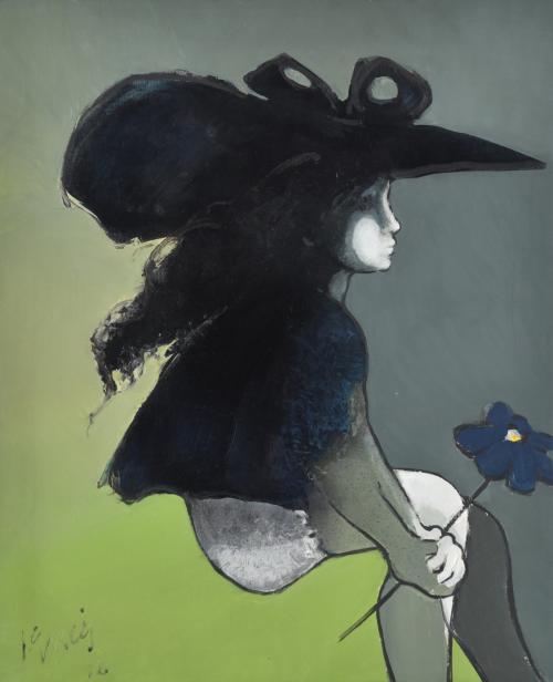  JUAN GARCÉS ESPINOSA (1935-2014).  "Figura con flor", 1972.
