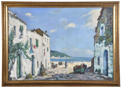 ANTONI TRULLS PONS (1926-2008).  "Pueblo costero".