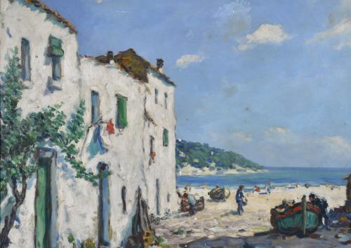 ANTONI TRULLS PONS (1926-2008).  "Pueblo costero".