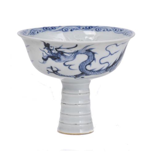 20TH CENTURY CHINESE SCHOOL. Stem goblet after Yuan Dynasty models.