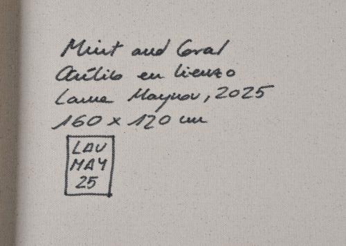 LAURA MAYNOU (1969).  "Mint and Coral", 2025.