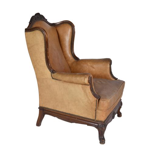Sillón orejero estilo Luís, XV, siglo XX. 