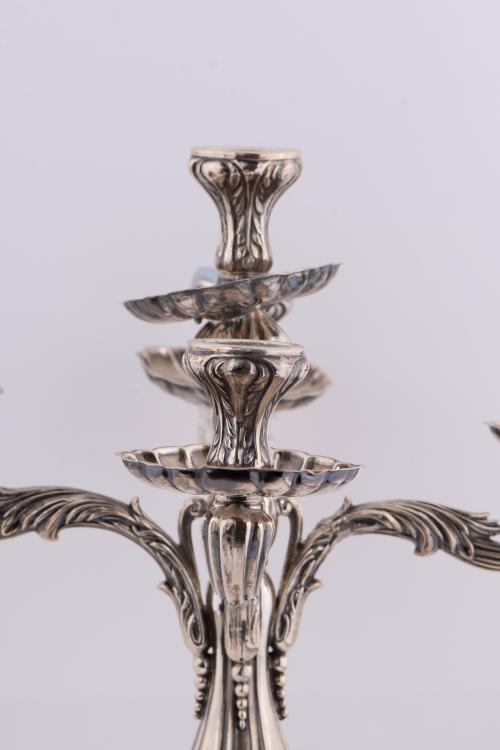 Pair of Elizabethan style candelabra, second half of the 20