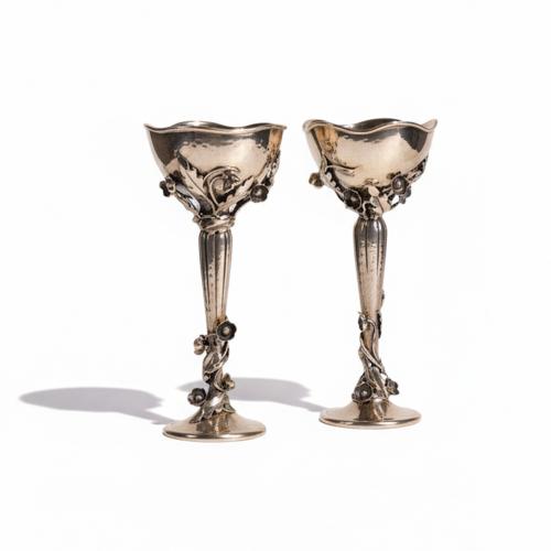 Pair of Modernist style candlesticks, second half of the 20th century.
