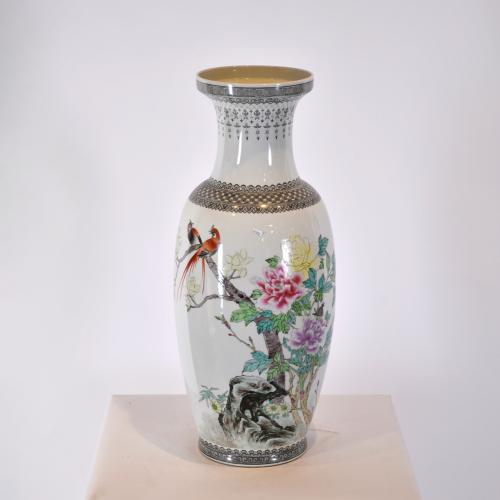 20TH CENTURY CHINESE SCHOOL. Pair of Rose Family vases.