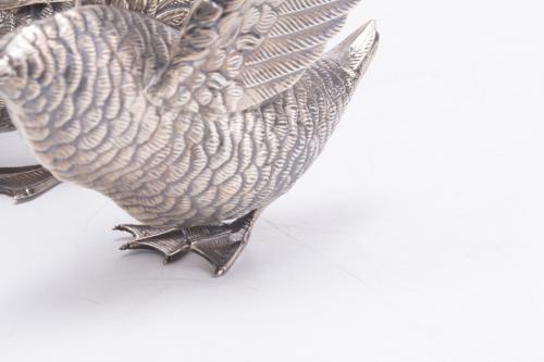 Pair of silver ducks, second half of the 20th century.