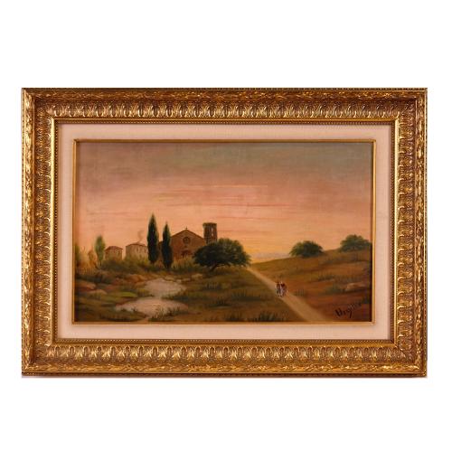 FÉLIX URGELLES DE TOVAR (1845-1919). ‘Village at sunset’.