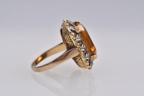 Catalan Art Deco ring, circa 1930. With citrine and diamond