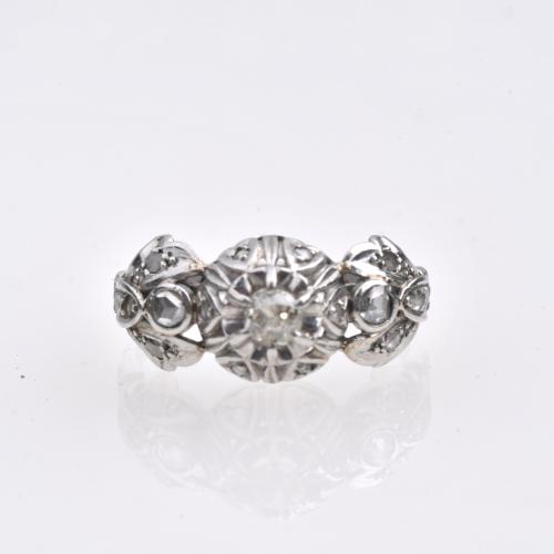 Diamonds earring sand ring set, Belle Époque.