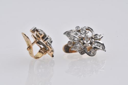 Diamonds earring sand ring set, Belle Époque.