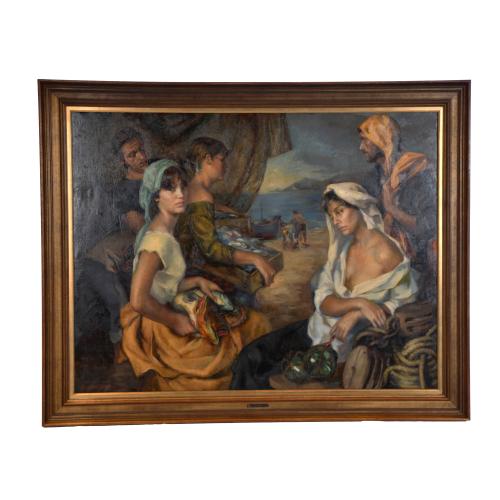 FRANCISCO RIBERA GOMEZ (1907-1990). 'Tertulia pesquera', 1981.