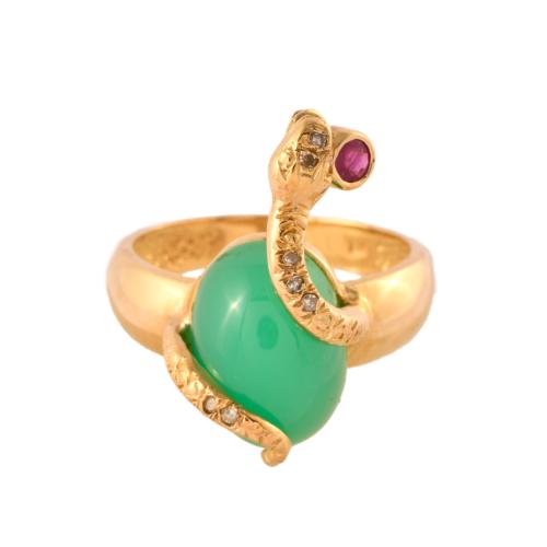 Conjunto de colgante anillo y pendientes en forna de serpie