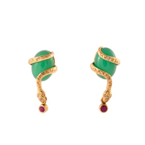 Conjunto de colgante anillo y pendientes en forna de serpie