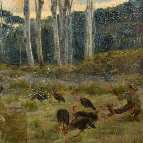JOAN VILA CINCA (1856-1938).  "Joven con pavos".