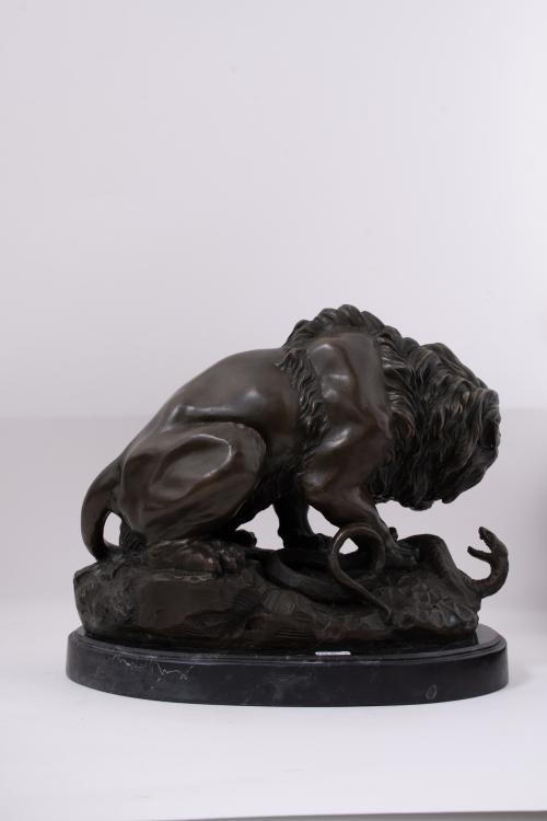 AFTER MODELS BY ANTOINE LOUIS BARYE (1796-1875). “Lion posa
