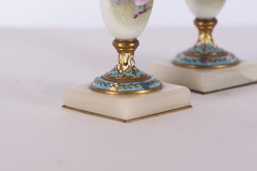 French set of two vases and two flower vases, 20th century.