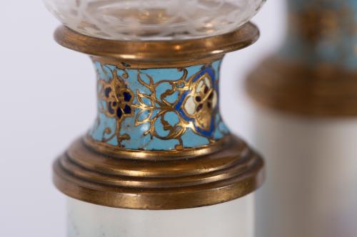 French set of two vases and two flower vases, 20th century.