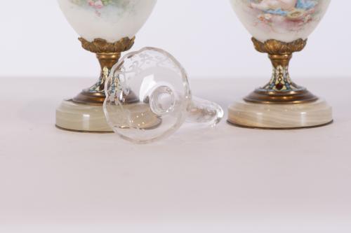 French set of two vases and two flower vases, 20th century.