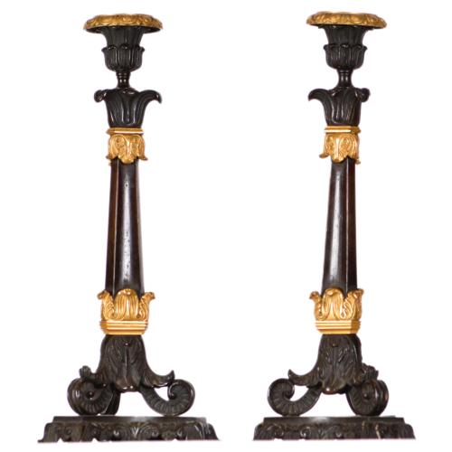 Pair of Charles X candlesticks, 1820–1830.