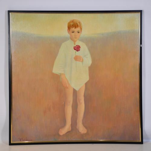 P. RUIZ PRIMA (20TH CENTURY). 'Child with a rose', 1983.