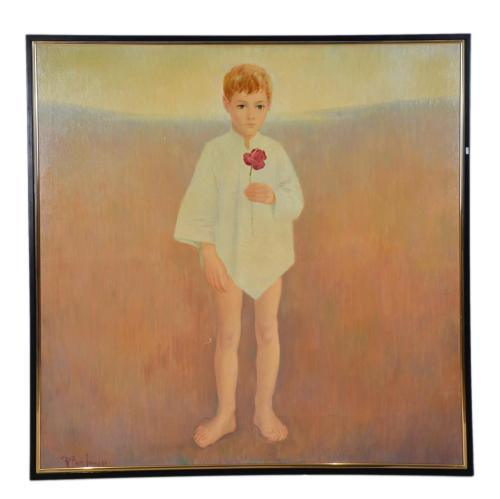 P. RUIZ PRIMA (20TH CENTURY). 'Child with a rose', 1983.