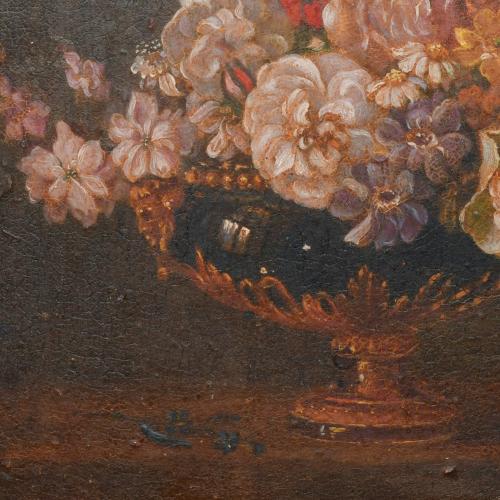 ESCUELA SIGLO XVIII-XIX. "Bodegón con flores".