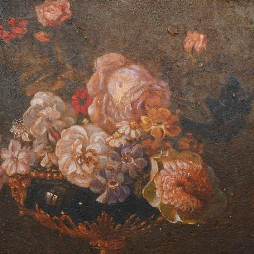 ESCUELA SIGLO XVIII-XIX. "Bodegón con flores".