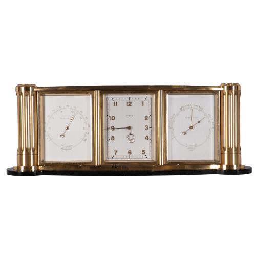 SEMCA. Barometer and thermometer table clock, mid 20th century.