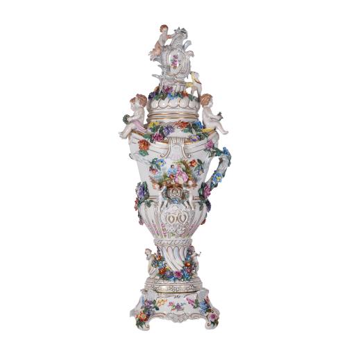 Pair of large Saxony vases, circa 1950.