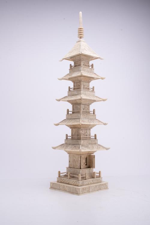 19TH CENTURY CHINESE SCHOOL. Ivory pagoda.