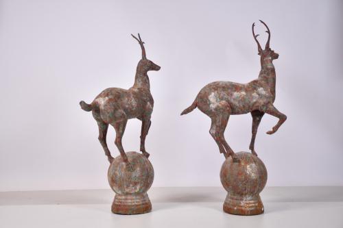 Pair of deer-shaped garden figures, 20th century.