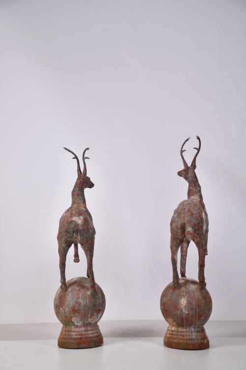 Pair of deer-shaped garden figures, 20th century.