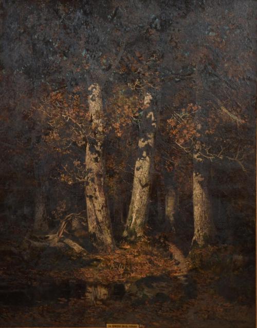 ESCUELA POSIBLEMENTE FRANCESA, SIGLO XIX-XX. “Sendero en el bosque”.