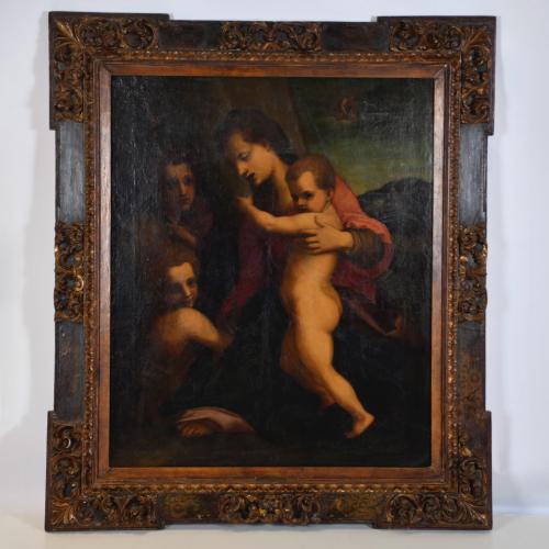 16TH CENTURY ITALIAN SCHOOL. ‘“Madonna and Child with Saint John and Angels”', based on the original by Andrea del Sarto.