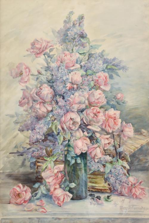  MARGUERITE VALLANCIENNE (XIX-XX).  “Bodegón de rosas”, 1902.