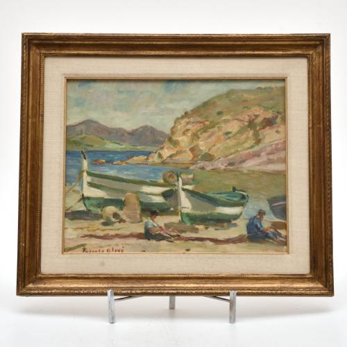 JACINT OLIVÉ FONT (1896-1967). ‘Stranded boats’.