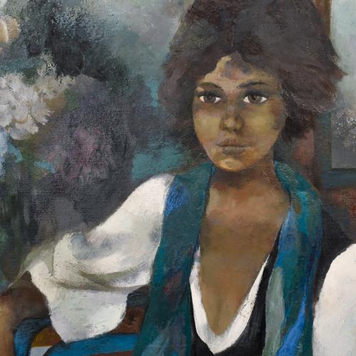 RAMÓN AGUILAR MORÉ (1924-2015). "Retrato femenino", 1977.