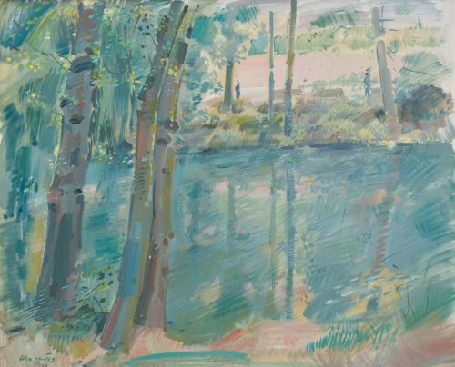 JULIÁN  GRAU SANTOS (1937). "Paisaje con río", 1978.