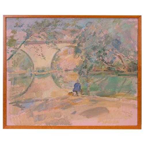 JULIÁN  GRAU SANTOS (1937). ‘Fishing in the river’, 1977.