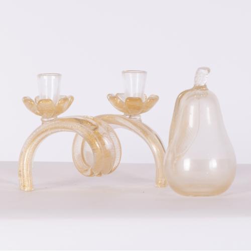 ATTR. TO SALVIATI & CO. Set of table candelabrum and pear.