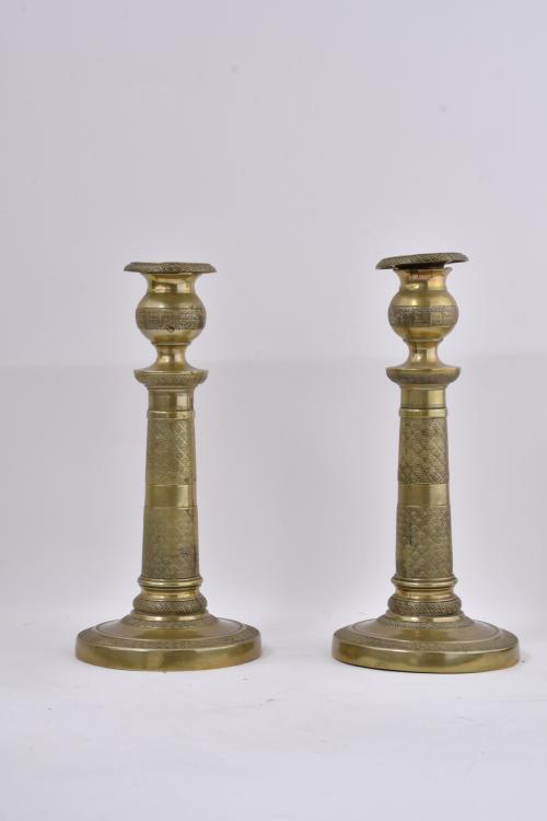Pair of Charles X candlesticks, 19th century.