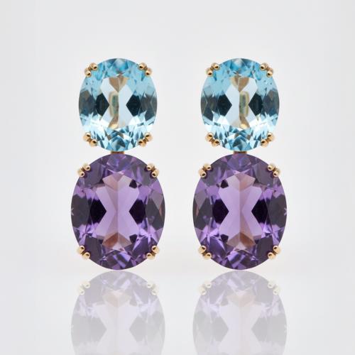 TOUS earrings with aquamarine and amethyst.