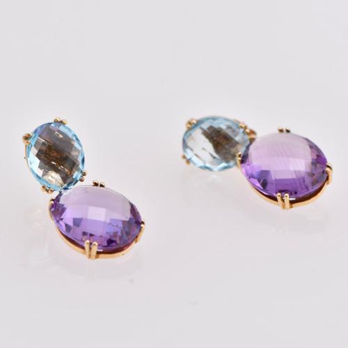 TOUS earrings with aquamarine and amethyst.