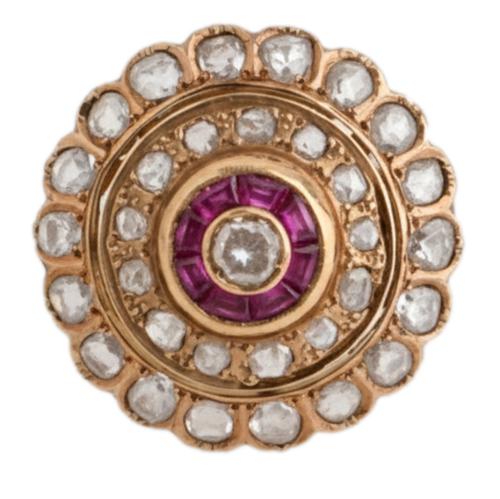 Art Deco style ring with diamonds and rubies.