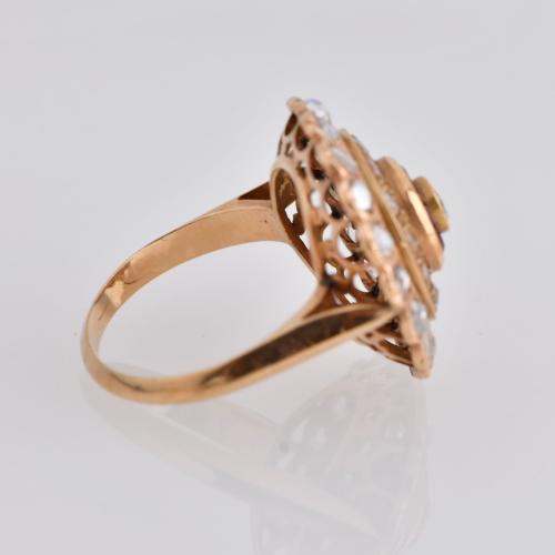 Art Deco style ring with diamonds and rubies.