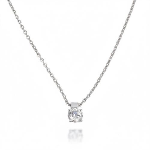 Pendant with diamond set in a clasp-shaped mount.