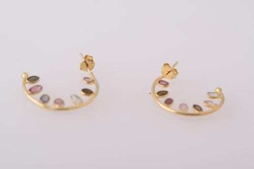 Half-circle earrings.