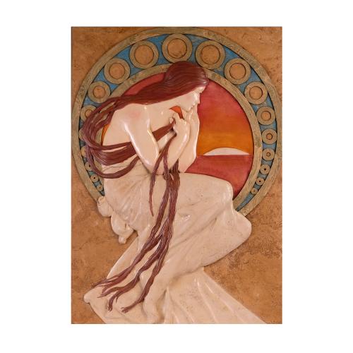 ENRIQUE OREJUDO MENDO AFTER MODELS BY  ALPHONSE MUCHA (1860-1939). “The Poetry” relief.